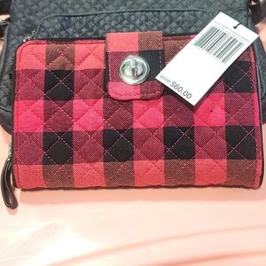 Vera Bradley Turnlock Wallet in Garnet Buffalo Check NWT